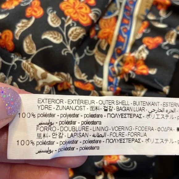 Zara Satin Floral Baroque Print Bomber Zip Front Jacket (sz L) - Picture 10 of 11